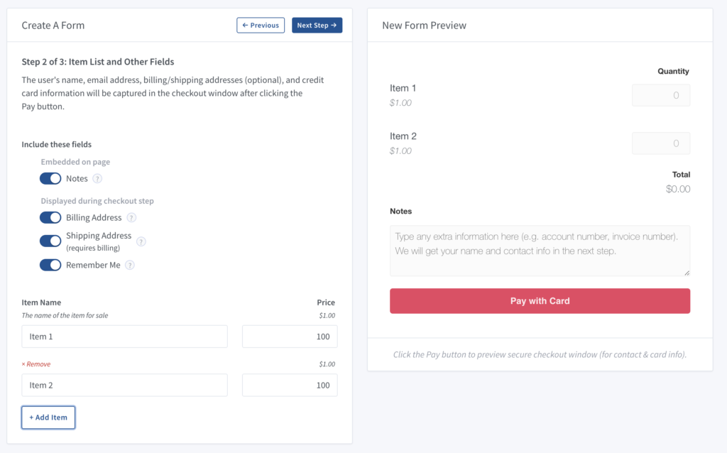 Collect Web Forms: Step 2